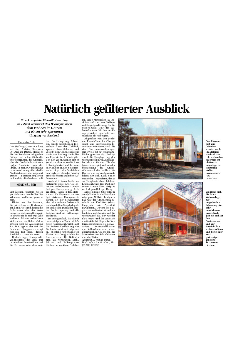 Stoll Wohnen Bau, Der Standard, Presse, Arzl im Pitztal