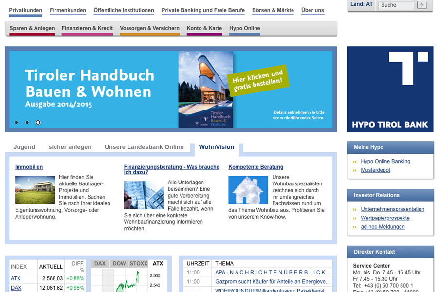 Hypo Tirol Homepage